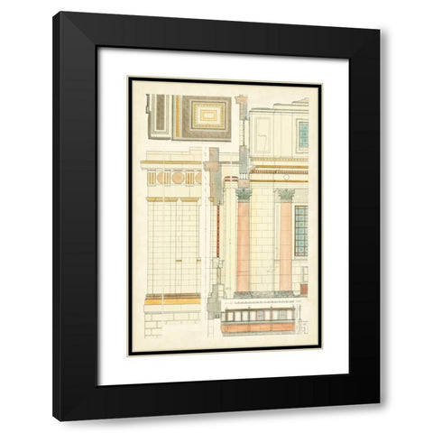 Architects Plan V Black Modern Wood Framed Art Print with Double Matting by Vision Studio