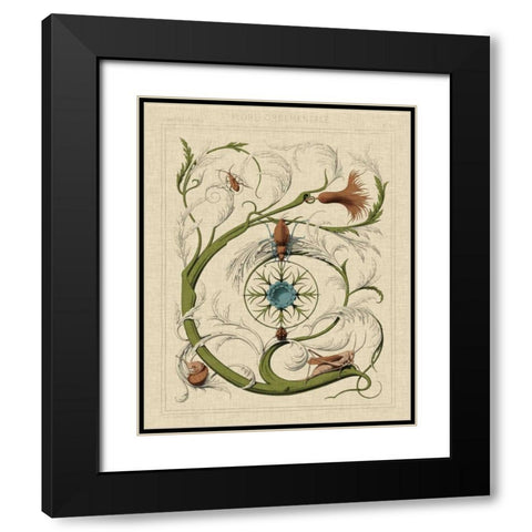 Decorative Flourish III Black Modern Wood Framed Art Print with Double Matting by Vision Studio