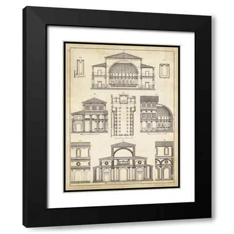 Vintage Architects Plan I Black Modern Wood Framed Art Print with Double Matting by Vision Studio