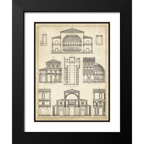 Vintage Architects Plan I Black Modern Wood Framed Art Print with Double Matting by Vision Studio