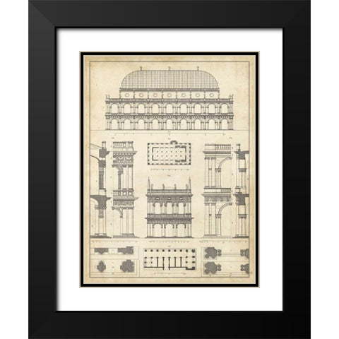 Vintage Architects Plan IV Black Modern Wood Framed Art Print with Double Matting by Vision Studio