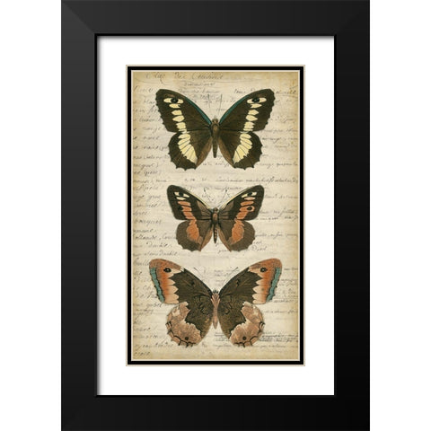 Butterfly Script I Black Modern Wood Framed Art Print with Double Matting by Vision Studio