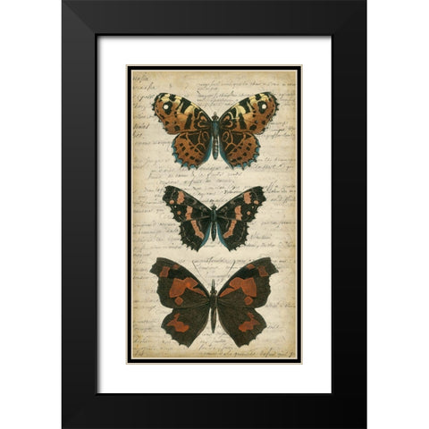 Butterfly Script II Black Modern Wood Framed Art Print with Double Matting by Vision Studio