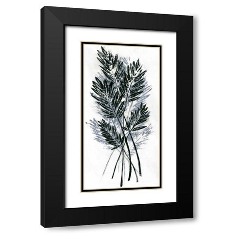 Palm Leaf Fresco I Black Modern Wood Framed Art Print with Double Matting by Vision Studio