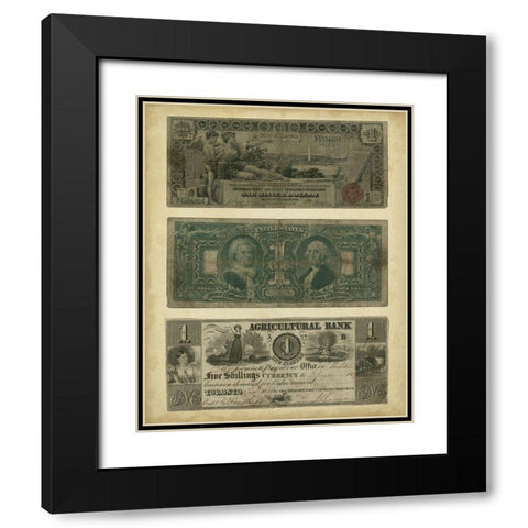 Antique Currency V Black Modern Wood Framed Art Print with Double Matting by Vision Studio