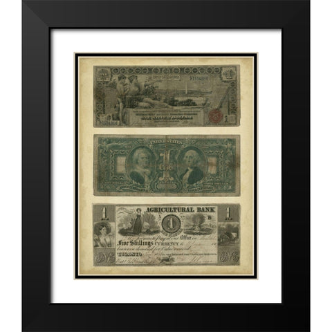 Antique Currency V Black Modern Wood Framed Art Print with Double Matting by Vision Studio