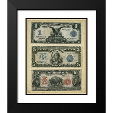 Antique Currency VI Black Modern Wood Framed Art Print with Double Matting by Vision Studio