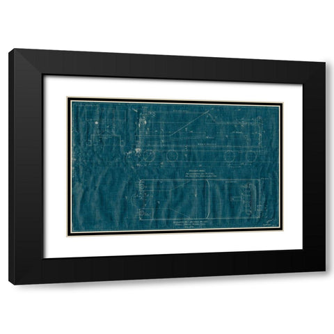 Train Blueprint III Black Modern Wood Framed Art Print with Double Matting by Vision Studio