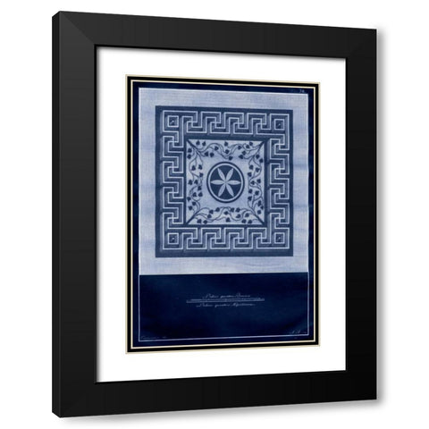 Indigo Tile II Black Modern Wood Framed Art Print with Double Matting by Vision Studio