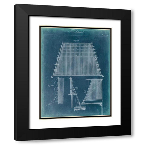 Nautical Detail Blueprint I Black Modern Wood Framed Art Print with Double Matting by Vision Studio