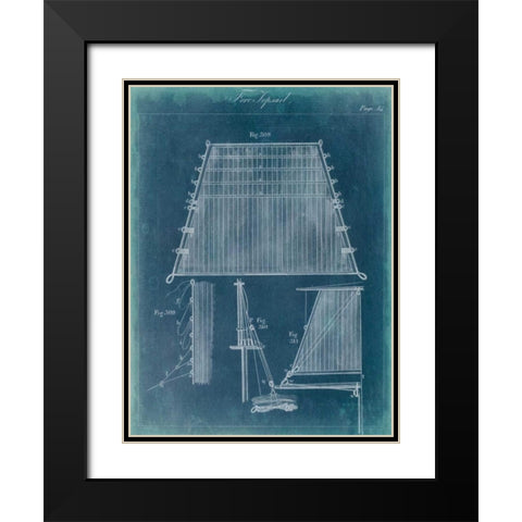 Nautical Detail Blueprint I Black Modern Wood Framed Art Print with Double Matting by Vision Studio