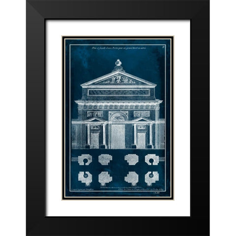 Palace Facade Blueprint I Black Modern Wood Framed Art Print with Double Matting by Vision Studio