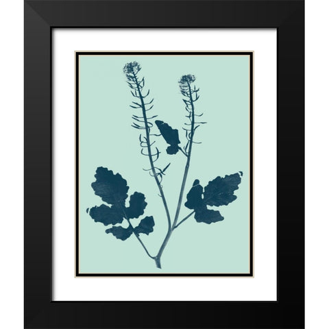 Indigo and Mint Botanical Study I Black Modern Wood Framed Art Print with Double Matting by Vision Studio
