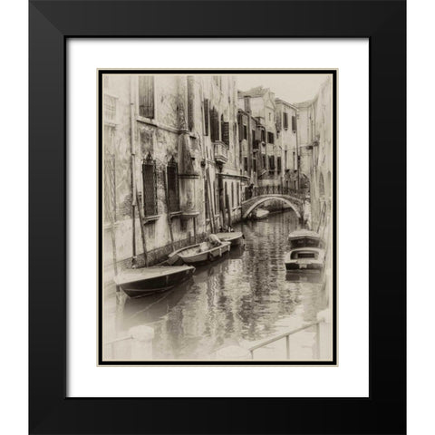 Six Boats Sepia Black Modern Wood Framed Art Print with Double Matting by Head, Danny