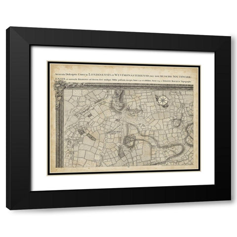 Map of London Grid I Black Modern Wood Framed Art Print with Double Matting by Unknown