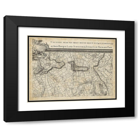 Map of London Grid III Black Modern Wood Framed Art Print with Double Matting by Unknown