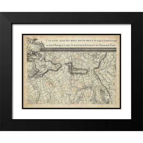 Map of London Grid III Black Modern Wood Framed Art Print with Double Matting by Unknown