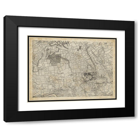 Map of London Grid VI Black Modern Wood Framed Art Print with Double Matting by Unknown