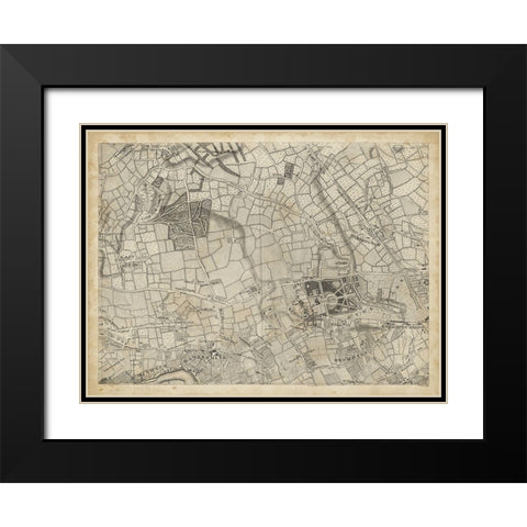Map of London Grid VI Black Modern Wood Framed Art Print with Double Matting by Unknown