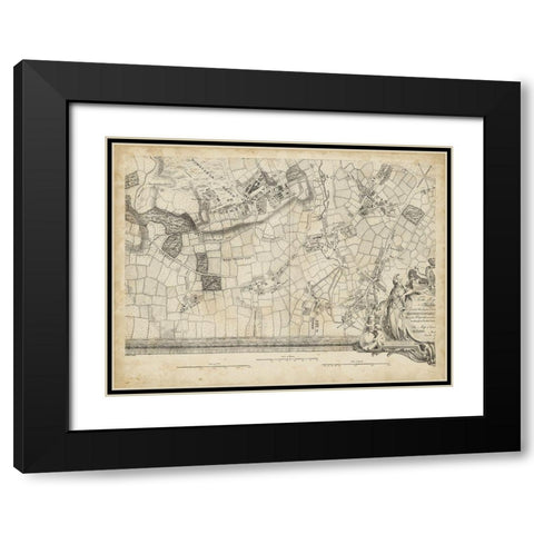 Map of London Grid XIV Black Modern Wood Framed Art Print with Double Matting by Unknown