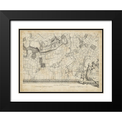 Map of London Grid XIV Black Modern Wood Framed Art Print with Double Matting by Unknown