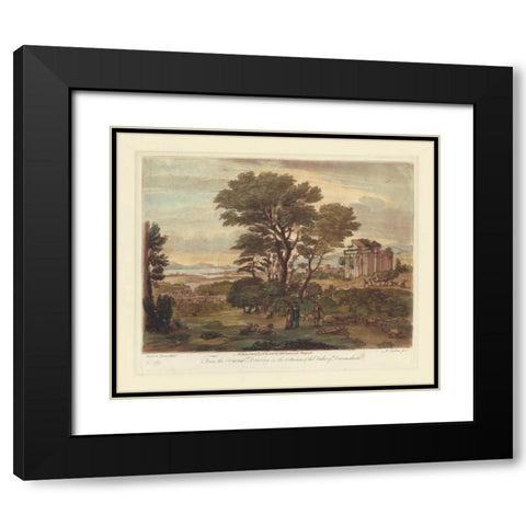 Italian View I Black Modern Wood Framed Art Print with Double Matting by Lorrain, Claude