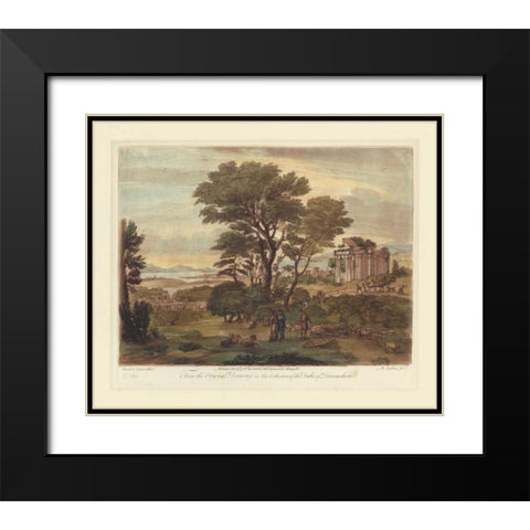 Italian View I Black Modern Wood Framed Art Print with Double Matting by Lorrain, Claude