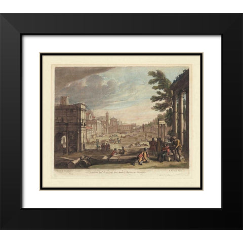 Italian View II Black Modern Wood Framed Art Print with Double Matting by Lorrain, Claude