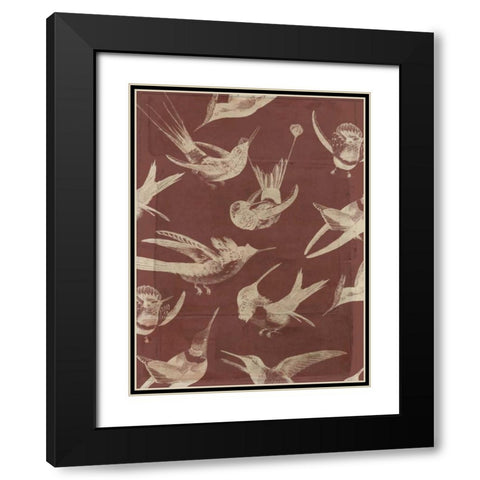 Bird Pattern VI Black Modern Wood Framed Art Print with Double Matting by Goldberger, Jennifer