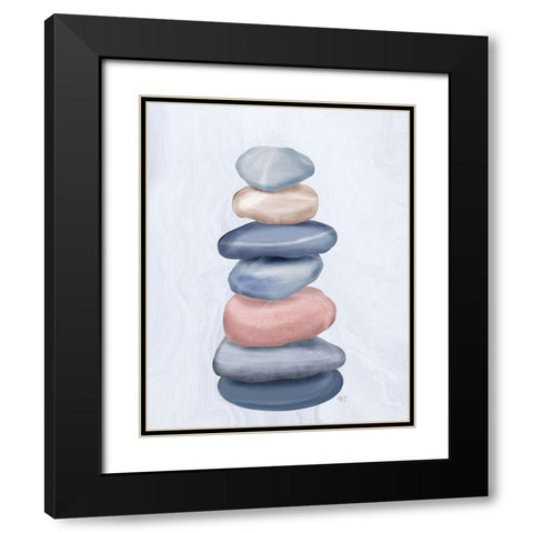 Stacking Stones 1 Black Modern Wood Framed Art Print with Double Matting by Fab Funky