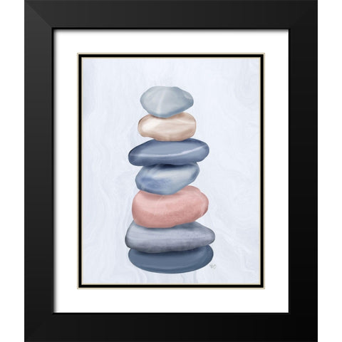 Stacking Stones 1 Black Modern Wood Framed Art Print with Double Matting by Fab Funky