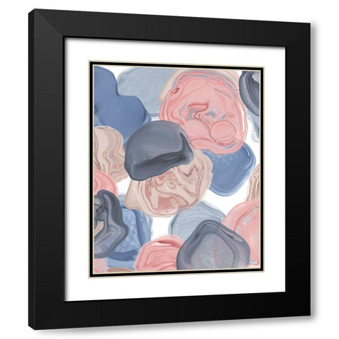 Beach Pebbles 2 Black Modern Wood Framed Art Print with Double Matting by Fab Funky