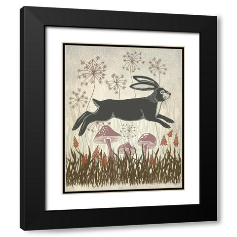 Country Lane Hare 4 - Earth Black Modern Wood Framed Art Print with Double Matting by Fab Funky
