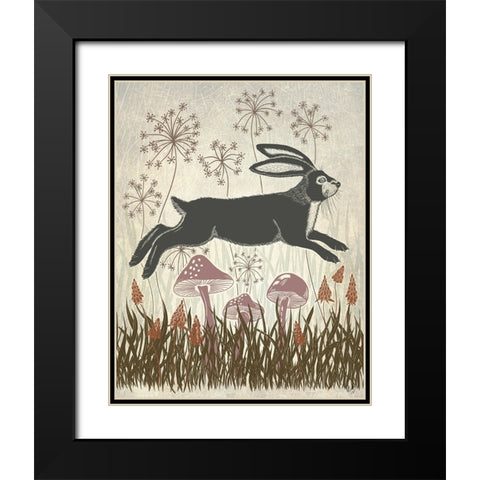 Country Lane Hare 4 - Earth Black Modern Wood Framed Art Print with Double Matting by Fab Funky