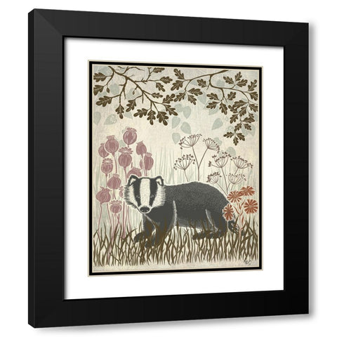Country Lane Badger 5 - Earth Black Modern Wood Framed Art Print with Double Matting by Fab Funky
