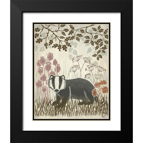 Country Lane Badger 5 - Earth Black Modern Wood Framed Art Print with Double Matting by Fab Funky