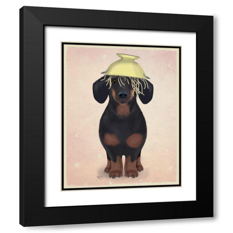 Dachshund Colander Black Modern Wood Framed Art Print with Double Matting by Fab Funky
