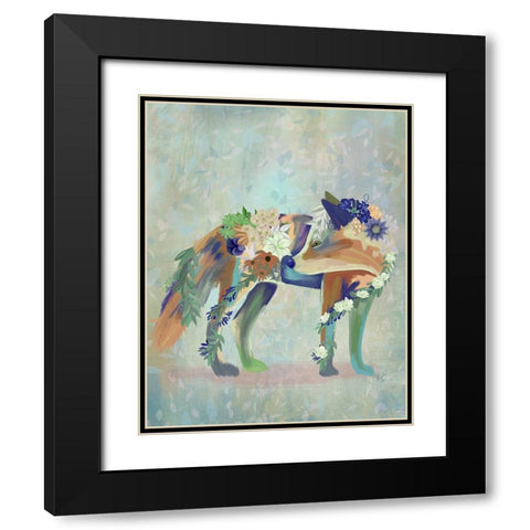 Fantastic Florals Fox-Standing Black Modern Wood Framed Art Print with Double Matting by Fab Funky