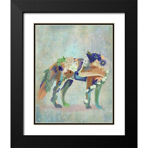 Fantastic Florals Fox-Standing Black Modern Wood Framed Art Print with Double Matting by Fab Funky