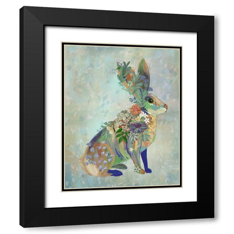 Fantastic Florals Hare-Sitting Black Modern Wood Framed Art Print with Double Matting by Fab Funky