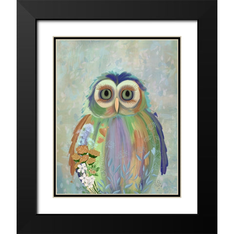 Fantastic Florals Owl Black Modern Wood Framed Art Print with Double Matting by Fab Funky