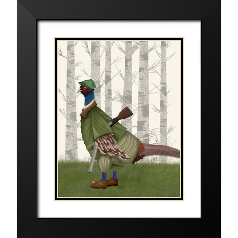 Pheasant Shooting Party 1 Black Modern Wood Framed Art Print with Double Matting by Fab Funky