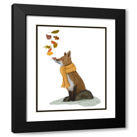 Fox Leaves on Nose Black Modern Wood Framed Art Print with Double Matting by Fab Funky