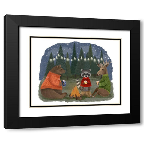 Campfire Hot Chocolate Black Modern Wood Framed Art Print with Double Matting by Fab Funky