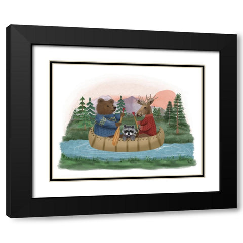 River Trip Black Modern Wood Framed Art Print with Double Matting by Fab Funky