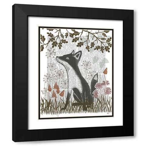 Country Lane Fox 1 - Earth Black Modern Wood Framed Art Print with Double Matting by Fab Funky