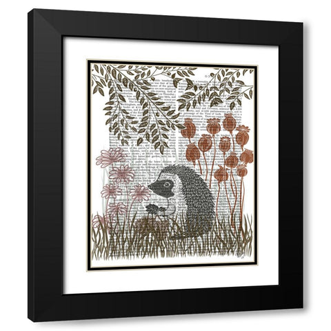 Country Lane Hedgehog, Earth Black Modern Wood Framed Art Print with Double Matting by Fab Funky