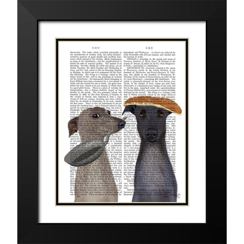 Greyhound Pancake Day Book Print Black Modern Wood Framed Art Print with Double Matting by Fab Funky