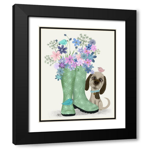 Bebe-Welly Bouquet Black Modern Wood Framed Art Print with Double Matting by Fab Funky