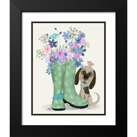 Bebe-Welly Bouquet Black Modern Wood Framed Art Print with Double Matting by Fab Funky